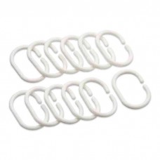 GANCHO PARA CORTINA DE BAÑO BLANCO X 12 LISO