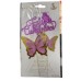 ADORNO DE TORTA - CARTEL FELIZ CUMPLEAÑOS + 4 MARIPOSAS FUCSIA