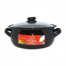CACEROLA ENLOZADA Nº 22 JOVIFEL LINEA VITRIFICADA CON TAPA DE VIDRIO