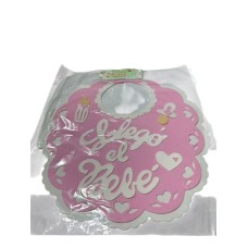 AFICHE LLEGO EL BEBE BABERO GOMA EVA ROSA