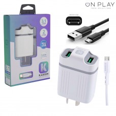 CARGADOR PARA CELULARES MICRO USB KARSEN 3,1 CON 2 PUERTOS