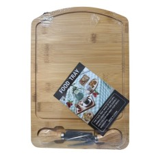TABLA DE BAMBU PARA COMIDAS CON 2 UTENSILIOS