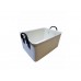 CAJA ORGANIZADORA CANASTA PLASTICA CON MANIJAS DE CUERO