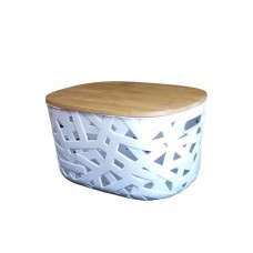 CAJA ORGANIZADORA PLASTICO BLANCO CINTAS CON TAPA DE BAMBU