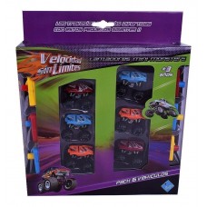 AUTITOS X 6 CON LANZADORES MINI MONSTERS VELOCIDAD SIN LIMITES EL DUENDE AZUL