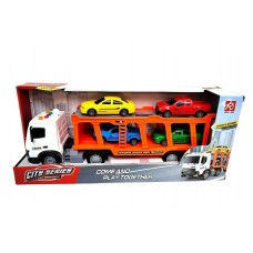 CAMION MOSQUITO CON LUZ Y SONIDOS Y CON 4 AUTOS CITY SERIES