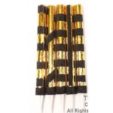 VELA BENGALA ESPECIALES CON METALIZADO NEGRO Y DORADO