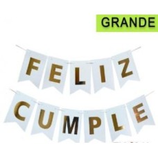 BANDERIN FELIZ CUMPLE GRANDE LETRAS DORADAS FONDO BLANCO BANDERIN FELIZ CUMPLE GRANDE LETRAS DORADAS FONDO BLANCO