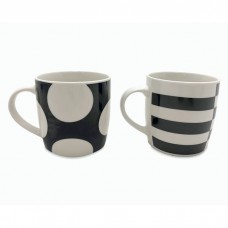 TAZA DE CERAMICA MUG DECORADO CIRCULOS/RAYAS 300 ML