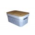 CAJA ORGANIZADORA PLASTICO CON TAPA DE BAMBU