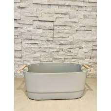 CAJA ORGANIZADORA PLATICA SIN TAPA CON MANIJAS DE MADERA 33,50 × 18 × 15,50 cm CAJA ORGANIZADORA PLATICA SIN TAPA CON MANIJAS DE MADERA 33,50 × 18 × 15,50 cm