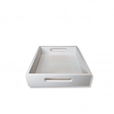 BANDEJA DE MADERA INDIVIDUAL 20 X 20 BLANCA ALTA