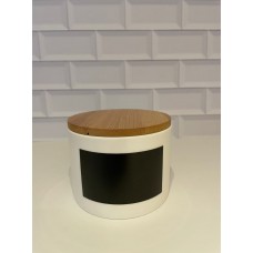 FRASCO DE CERAMICA CON TAPA DE BAMBU MEDIANO PIZARRA