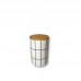 FRASCO DE CERAMICA CON TAPA DE BAMBU MEDIANO CUADROS