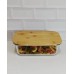 RECIPIENTE DE VIDRIO CON TAPA HERMETICA DE BAMBU RECTANGULAR 20 X 15 X 7 CM