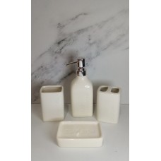 SET DE BAÑO X 4 PIEZAS CERAMICA EN CAJA DE REGALO BLANCO