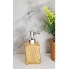 DISPENSER DE CERAMICA SIMIL MADERA CON VALVULA CROMADA FORMAS