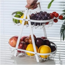 CANASTA FRUTERA DE METAL 2 PISOS WHITE