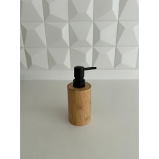 DISPENSER PARA JABON LIQUIDO BAMBU CON VALVULA NEGRA