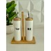 CONDIMENTERO X 2 ACEITERA- VINAGRERA CERAMICA CON BASE DE BAMBU