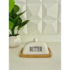 MANTEQUERA DE CERAMICA CON BASE DE BAMBU