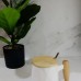 TAZA DE CERAMICA CON TAPA Y MANIJA DE BAMBU Y CUCHARITA