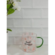 TAZA DE VIDRIO MUG FLORCITAS 350 CC