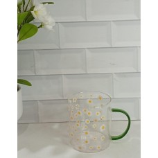 TAZA DE VIDRIO MUG FLORCITAS 350 CC