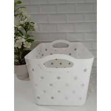CAJA ORGANIZADORA CESTO CALADO BLANCO ENTRELAZADO Nº 3 GRANDE