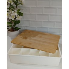 CAJA ORGANIZADORA 15 DIVISIONES CON TAPA DE BAMBU