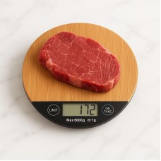 BALANZA DE COCINA X 5 KG A PILAS BAMBU REDONDA