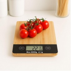 BALANZA DE COCINA X 5 KG A PILAS BAMBU CUADRADA