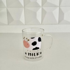 TAZA DE VIDRIO MUG CON DIBUJO MILK 420 ML