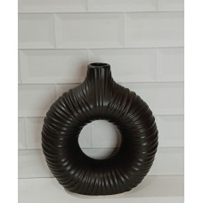FLORERO DE CERAMICA LINEA SANTORINI BLACK CIRCULAR