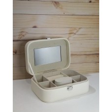 ALHAJERO DE CUERINA CON ESPEJO MEDIANO WHITE