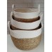 CANASTO CESTO GRASS BORDE BLANCO CON MANIJAS Nº 1 CHICO