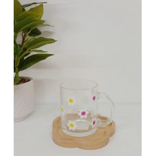 TAZA DE VIDRIO JARRITO CON FLORES 350 ML