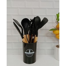 UTENSILIOS DE SILICONA EN SET X 12 PIEZAS CON BASE BLACK UTENSILIOS DE SILICONA EN SET X 12 PIEZAS CON BASE BLACK