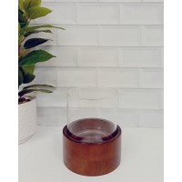 PORTAVELAS FANAL DE VIDRIO BASE COFFEE BAJO PORTAVELAS FANAL DE VIDRIO BASE COFFEE BAJO