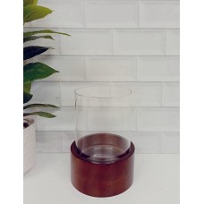 PORTAVELAS FANAL DE VIDRIO BASE COFFEE ALTO