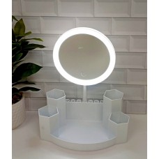 ESPEJO DE PIE CON PORTAMAQUILLAJES Y LUZ LED USB