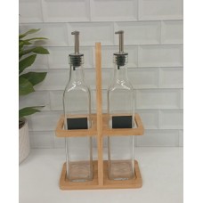 CONDIMENTERO X 2 ACEITERA- VINAGRERA VIDRIO CON BASE DE BAMBU CONDIMENTERO X 2 ACEITERA- VINAGRERA VIDRIO CON BASE DE BAMBU