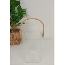 HIELERA DE VIDRIO CON MANIJA DE BAMBU HIELERA DE VIDRIO CON MANIJA DE BAMBU