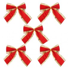 MOÑO NAVIDEÑO ROJO BORDE DORADO X 5