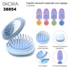 CEPILLO PARA EL CABELLO RETRACTIL CON ESPEJITO PARA CARTERA