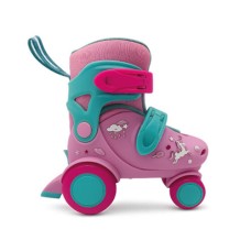 PATINES EXTENSIBLES 4 RUEDAS CON FRENO TRASERO TALLE S 27 AL 30 ROSA