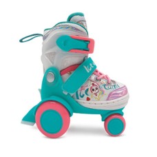 PATINES EXTENSIBLES 4 RUEDAS CON FRENO TRASERO TALLE M 31 AL 34 CELESTE