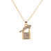 COLLAR DORADO CON DIJE CANDADO CON STRASS + 4 PARES DE AROS SKORA 44541