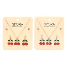 COLLAR CON DIJE CEREZAS CON 2 PARES DE AROS SKORA 44551 COLLAR CON DIJE CEREZAS CON 2 PARES DE AROS SKORA 44551