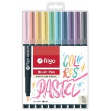 FIBRAS X 10 FILGO PUNTA PINCEL BRUSH LETTERING COLORES PASTEL